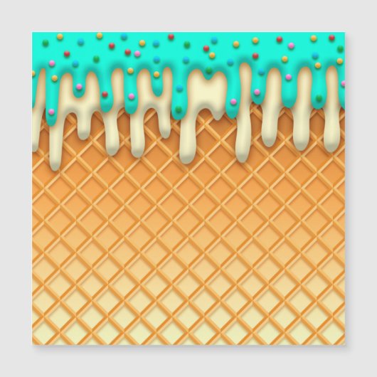 Ice Cream Drip Waffle Cone Mint With Sprinkles (Front)