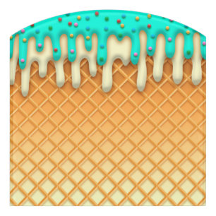 Ice Cream Drip Waffle Cone Mint With Sprinkles Door Sign