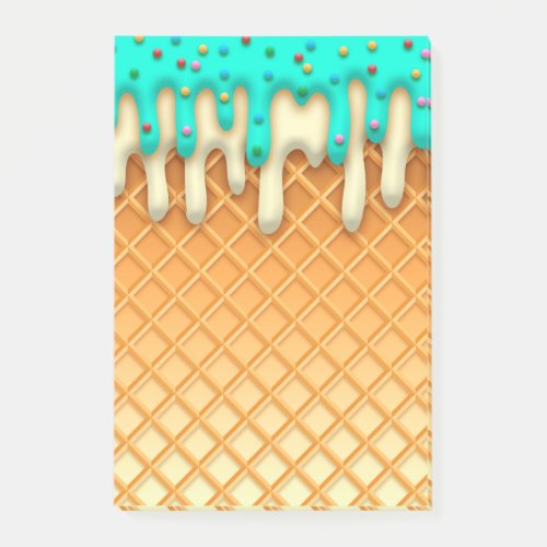 Ice Cream Drip Waffle Cone Mint With Sprinkles Post_it Notes