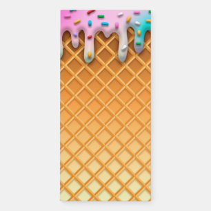 Ice Cream Drip Waffle Cone Pink With Sprinkles Magnetic Notepad