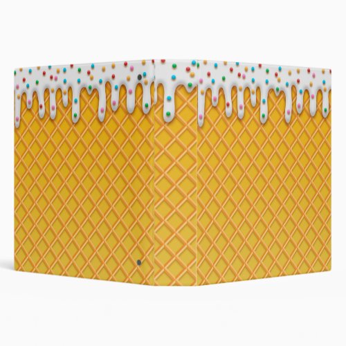 Ice Cream Drip Waffle Cone With Sprinkles 3 Ring Binder