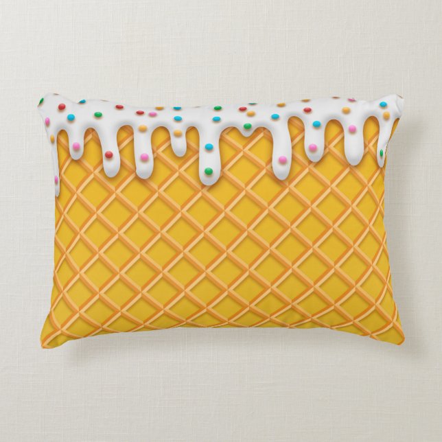 Ice Cream Drip Waffle Cone With Sprinkles Accent Pillow (Front)