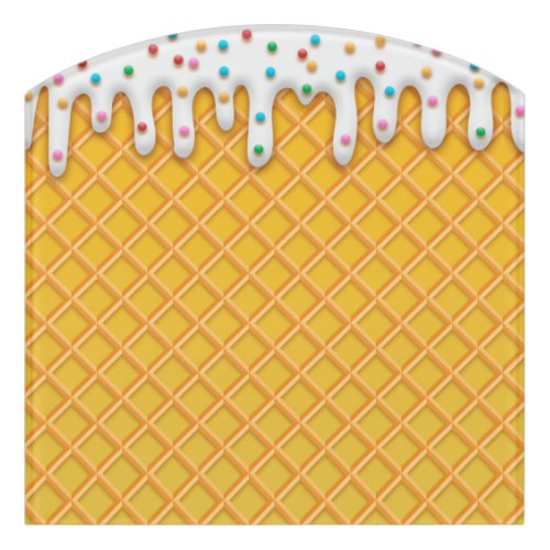 Ice Cream Drip Waffle Cone With Sprinkles Door Sign