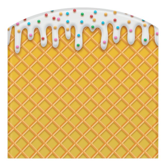Ice Cream Drip Waffle Cone With Sprinkles Door Sign (Contour Front)