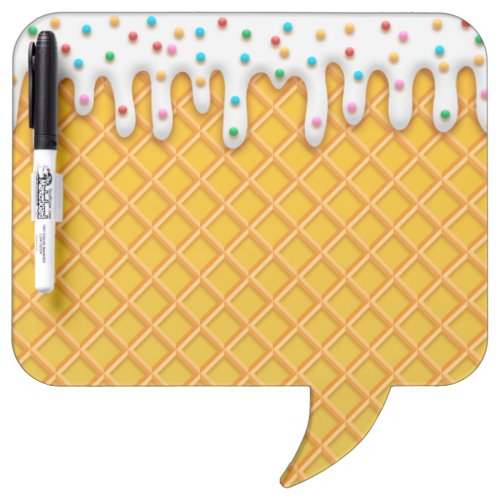 Ice Cream Drip Waffle Cone With Sprinkles Dry Eras Dry Erase Board