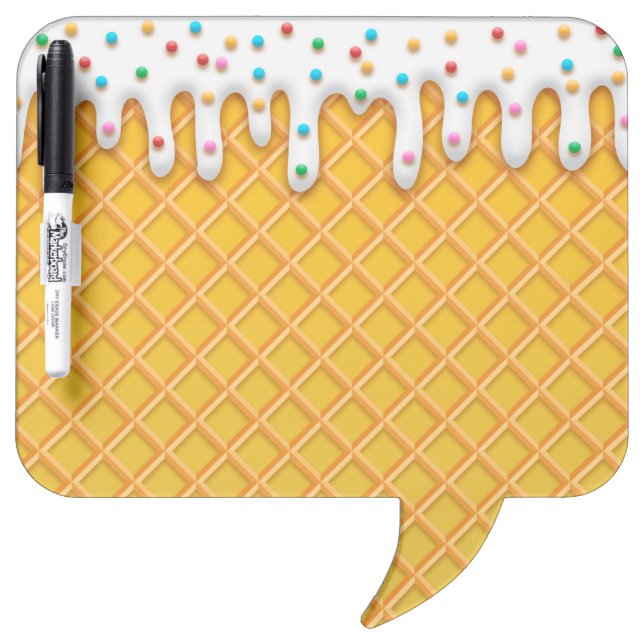 Ice Cream Drip Waffle Cone With Sprinkles Dry Eras Dry Erase Board (Front)