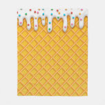 Ice Cream Drip Waffle Cone With Sprinkles Fleece Blanket