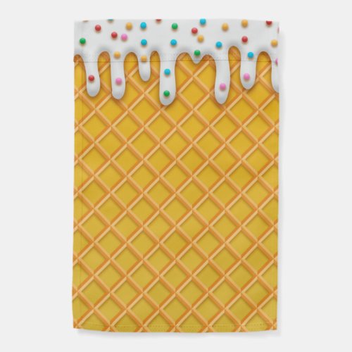 Ice Cream Drip Waffle Cone With Sprinkles Garden Flag