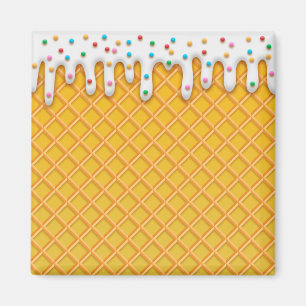 Ice Cream Drip Waffle Cone With Sprinkles Magnet