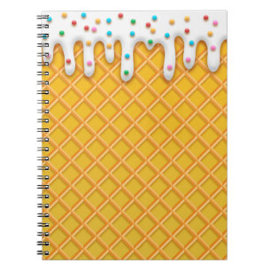 Ice Cream Drip Waffle Cone With Sprinkles Notebook