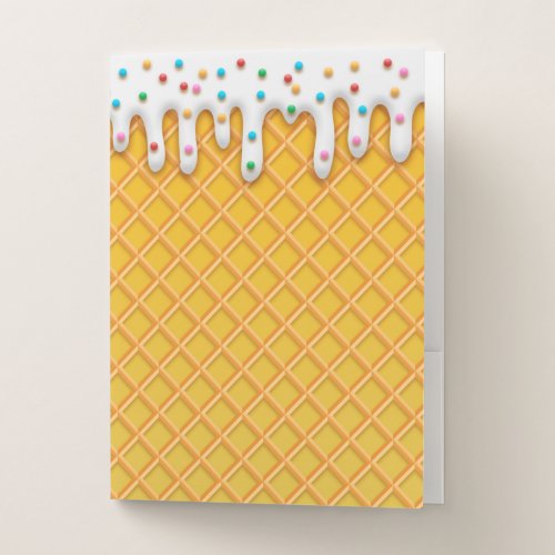 Ice Cream Drip Waffle Cone With Sprinkles Pocket Folder