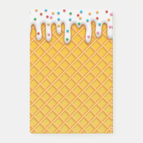 Ice Cream Drip Waffle Cone With Sprinkles Post_it Notes