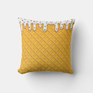 Ice Cream Drip Waffle Cone With Sprinkles Throw Pillow