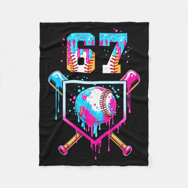 Ice Cream Dripng Boys Baseball Drip Fun 6 7 Six Se Fleece Blanket (Front)