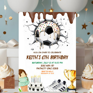 Ice cream Dripping Soccer Summer Birthday Invitation