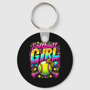 Ice Cream Dripping Softll Girl Player Softll T Keychain