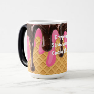 Ice Cream,Dripping Strawberry Choco Bliss Color Morph Mug