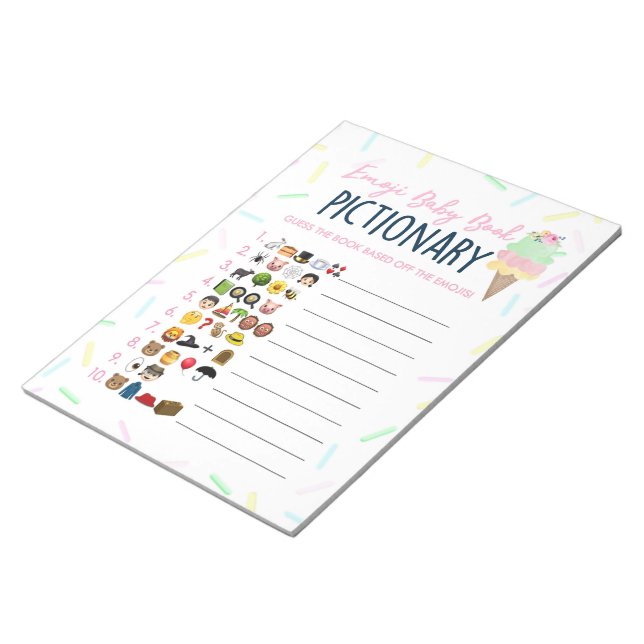 Ice Cream Emoji Baby Book Baby Shower Game Pack Notepad (Angled)
