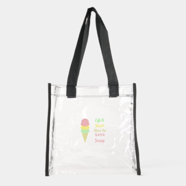 Ice Cream Extra Scoop Clear Tote Bag (Front)