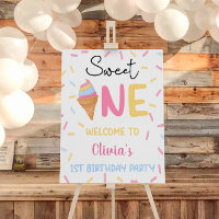 Ice Cream First 1st Birthday Party Welcome Sign