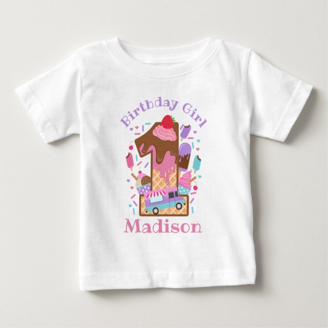 Ice Cream First Birthday shirt popcicles birthday  (Front)