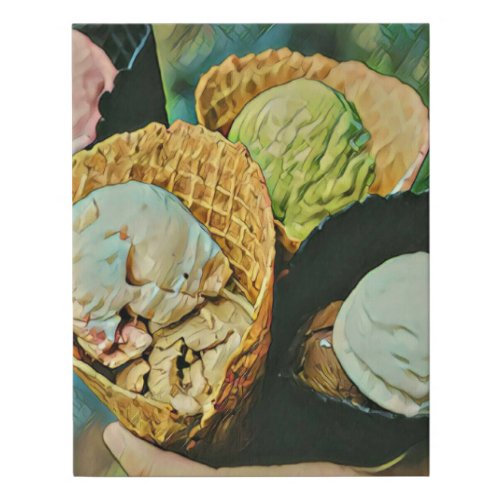 Ice cream flavor faux canvas print