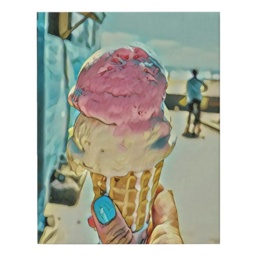 Ice cream flavor faux canvas print