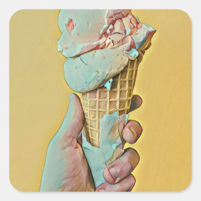 Ice cream flavor square sticker (Front)