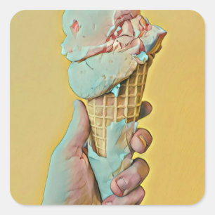 Ice cream flavor square sticker