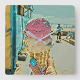 Ice cream flavor square wall clock