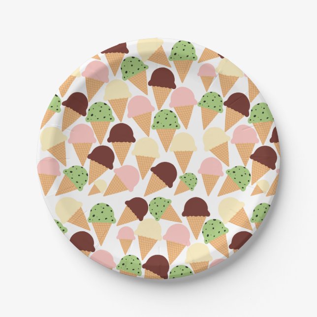 Ice Cream Flavors Paper Plates (Front)