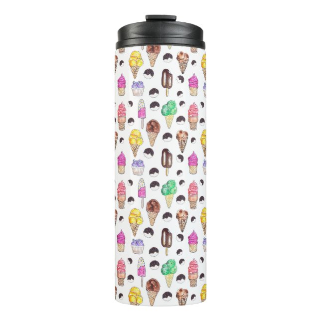 Ice cream Flavors Watercolor Pattern Thermal Tumbler (Front)