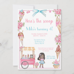 Ice Cream & Floral Birthday Invitation