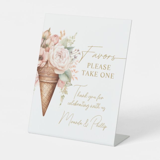 Ice Cream Floral Favors Sign Bridal Shower (Front)