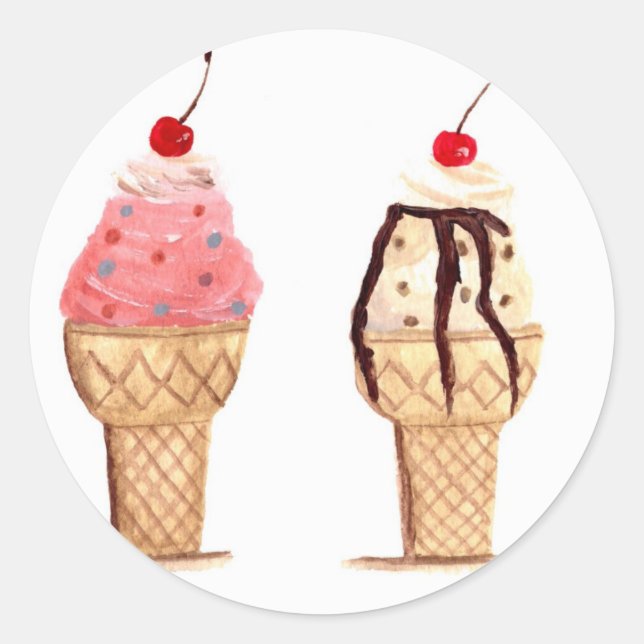 Ice cream food classic round sticker (Front)