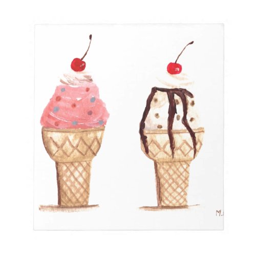 Ice cream food watercolor dessert sweet chef  notepad