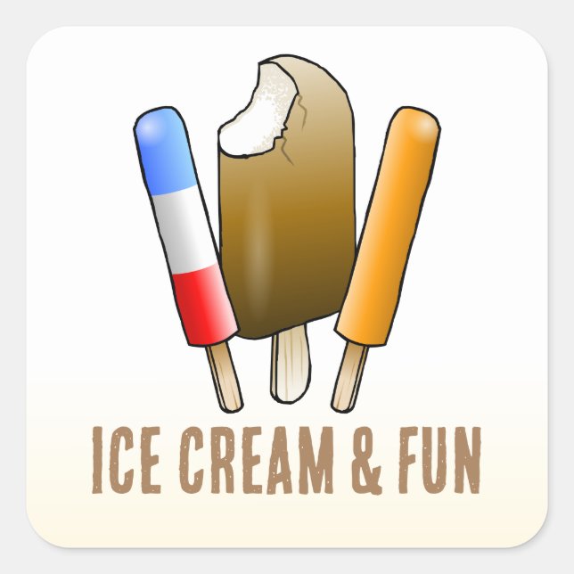 Ice Cream & Fun Birthday Square Sticker (Front)
