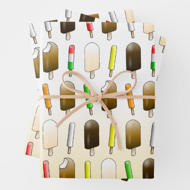 Ice Cream & Fun Birthday Wrapping Paper Sheets (In situ)