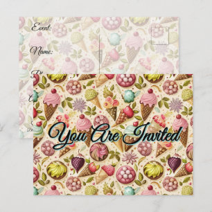 Ice Cream Fun Invitation Postcard