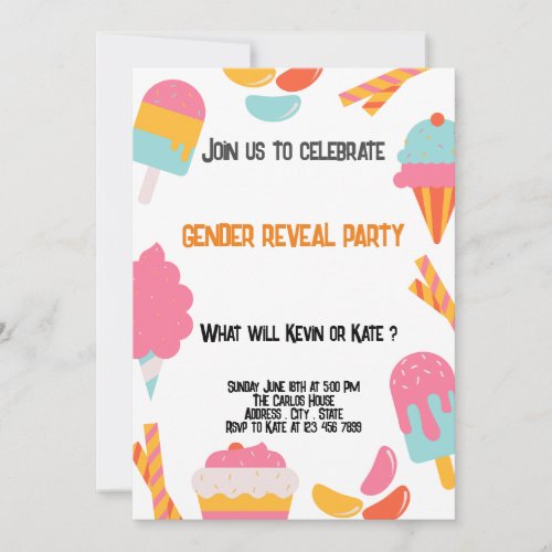 Ice Cream Funny Reveal Gender Invitation