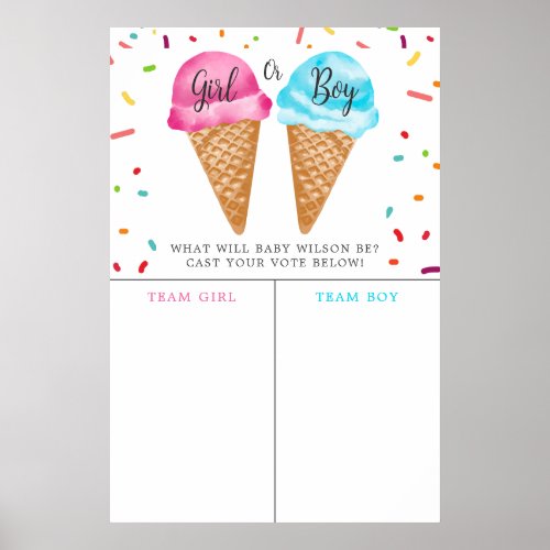 Ice Cream Gender Reveal Boy Girl Prediction Sign