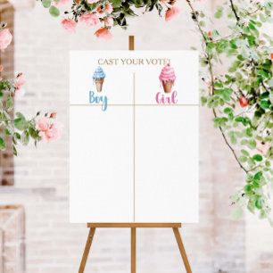 Ice Cream Gender Reveal Boy Or Girl Voting Foam Board