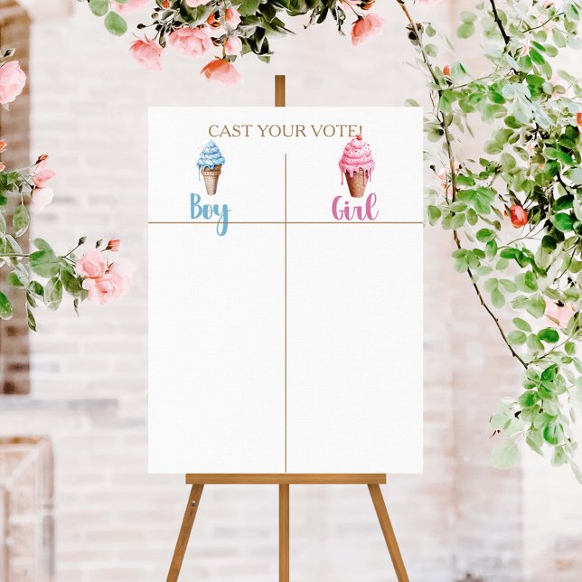 Ice Cream Gender Reveal Boy Or Girl Voting  Foam Board (Creator Uploaded)