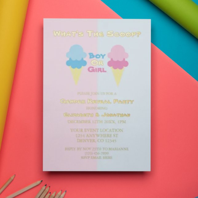 Ice Cream Gender Reveal Foil Invitation (Creator Uploaded)
