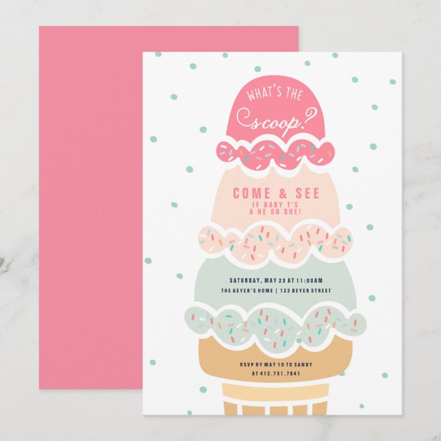 Ice Cream Gender Reveal Invitation (Front/Back)