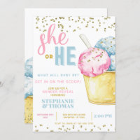 Ice Cream Gender Reveal Invitation