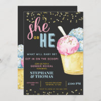 Ice Cream Gender Reveal Invitation