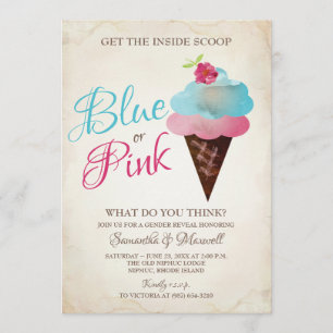 Ice Cream Gender Reveal Invitation BLUE OR PINK