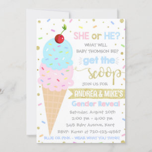 Ice Cream Gender Reveal Invitation, Gender Reveal Invitation