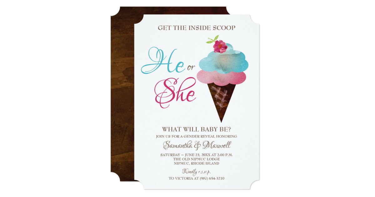Ice Cream Gender Reveal Invite